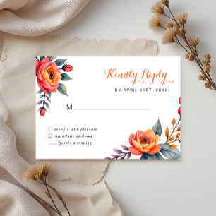 Quinceañera Birthday Rustic Watercolor floral RSVP Card