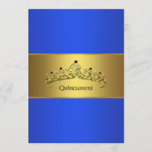 Quinceanera Blue and Gold 15th Birthday Invitation
