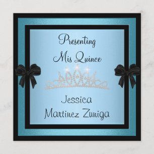 Quinceanera Blue Black Jewel Tiara Formal 1 Invitation