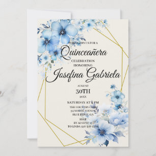 Quinceañera blue floral Invitation