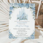 Quinceañera Blue Floral Princess Castle Glass Shoe Invitation<br><div class="desc">Personalise this lovely quinceañera invitation with own wording easily and quickly,  simply press the customise it button to further re-arrange and format the style and placement of the text.  Matching items available in store!  (c) The Happy Cat Studio</div>