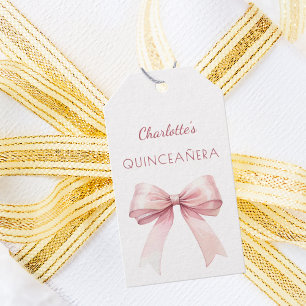 Quinceanera blush pink bow DIY write by hand Gift Tags