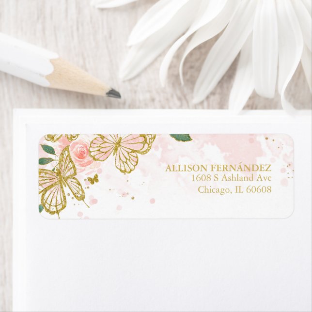 Quinceanera Blush Pink Butterfly Floral (Insitu)