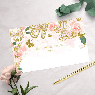 Quinceanera Blush Pink Butterfly Floral Enclosure Card