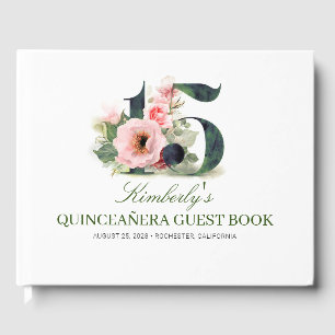 Quinceanera Blush Pink Floral Guest Book