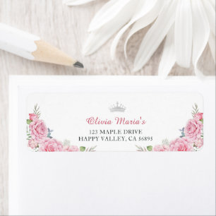 Quinceanera Blush Pink Floral Silver Crown