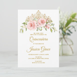 Quinceanera Blush Pink Flowers, Mis Quince Invitation