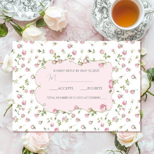 Quinceanera Blush Pink Rose Birthday RSVP Card