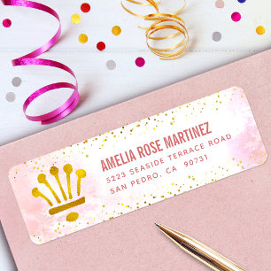 Quinceañera Blush Pink Watercolor Gold Address