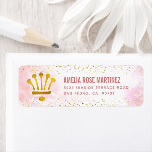Quinceañera Blush Pink Watercolor Gold Address