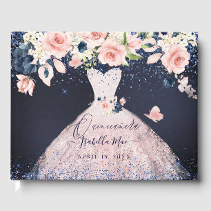 Quinceanera Blush Princess Glitter Gown Confetti G Guest Book