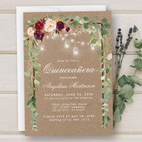Quinceanera Botanical Green Wood Floral Kraft