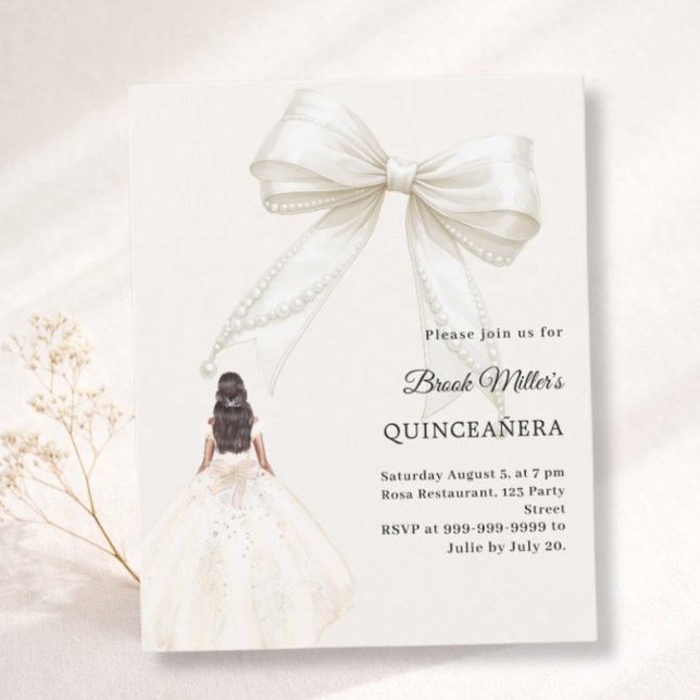 Quinceanera bow ivory dress cream invitation (Creator Uploaded)
