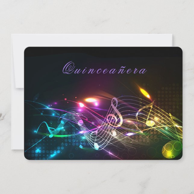 Quinceañera Bright Neon Lights  Invitation (Front)