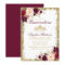 Quinceanera Burgundy Floral Gold Crown Invite B