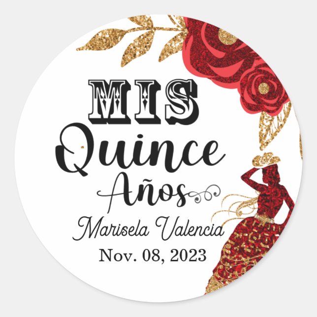 Quinceanera Burgundy Gold Cowgirl Sticker (Front)