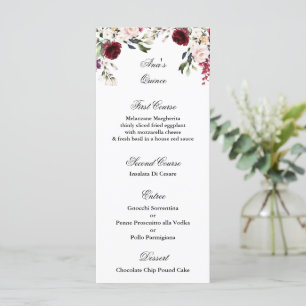 Quinceanera burgundy menu Template