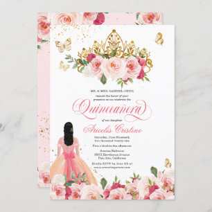 Quinceañera Butterfly Blush Pink Watercolor Floral Invitation