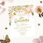 Quinceanera Butterfly Budget Invitation Spanish<br><div class="desc">A whimsical pink and gold glitter butterflies invite. Great for butterfly-themed 15th birthday party. PLEASE NOTE: The envelopes are NOT INCLUDE; matching envelopes are available to be purchase separately. CUSTOMIZATION: Please send me a message through the chat if you need any customisation, as a change of colour. MODIFYING EXISTING ORDER/...</div>