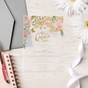 Quinceanera Butterfly Invitation Spanish Wording 