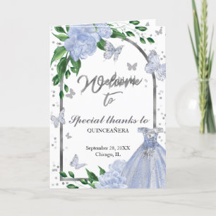 Quinceanera Butterflys Dusty Blue Gown Programs Programme