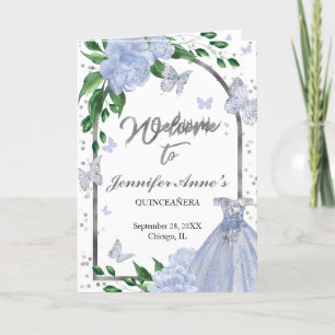 Quinceanera Butterflys Dusty Blue Gown Programs Programme