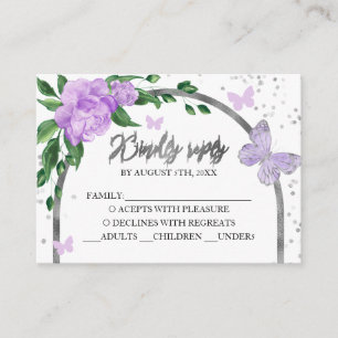 Quinceanera Butterflys Lavender Blush Gown Enclosure Card