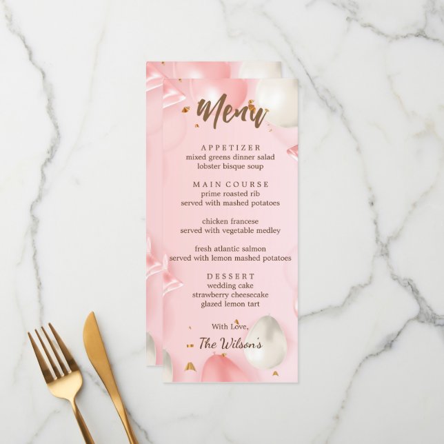 Quinceañera Celebration Editable Menu (Front/Back In Situ)