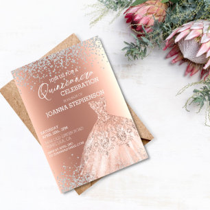 Quinceanera Celebration party Dress Diamonds  Invitation