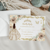 Quinceañera Champagne Cream Floral Dress Princess