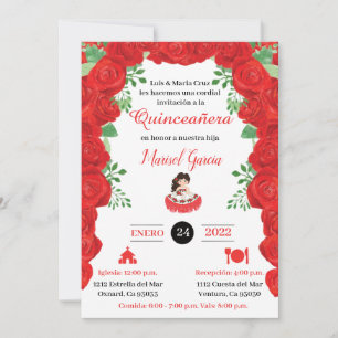 Quinceanera Charra Invitations, Red Roses charra