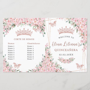 Quinceañera Cherry Blossoms Rose Gold Program