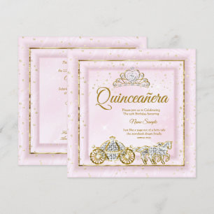 Quinceanera Cinderella Blush Pink Carriage 2 Invitation