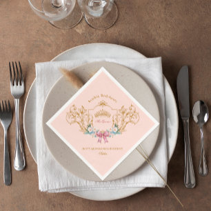 Quinceanera Classy Crown Vintage Frame Custom Napkin