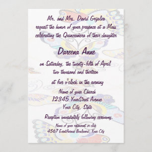 Quinceanera Colourful Butterfly Invitation