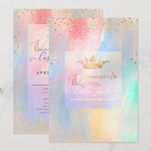 Quinceanera Cotton Candy Watercolor Brushstrokes Invitation