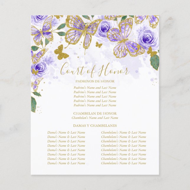 Quinceañera Court of Honour Insert (Front)