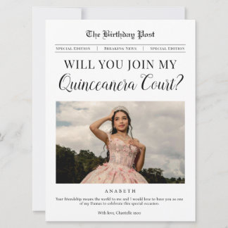 Quinceañera Court Proposal Newspaper Postcard