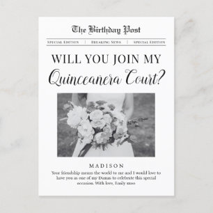 Quinceañera Court Proposal Newspaper Postcard