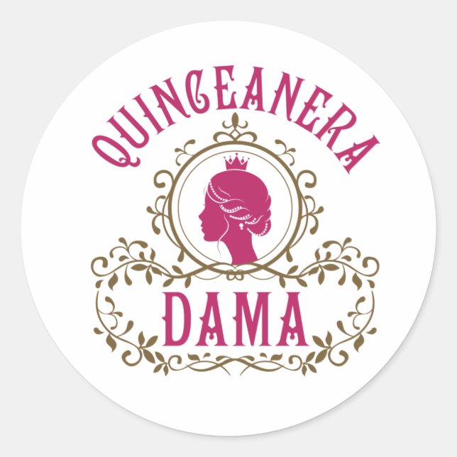 Quinceanera Dama Classic Round Sticker (Front)