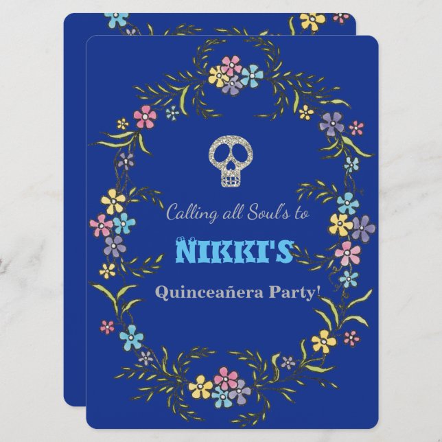 QUINCEANERA DAY OF THE DEAD INVITATION (Front/Back)
