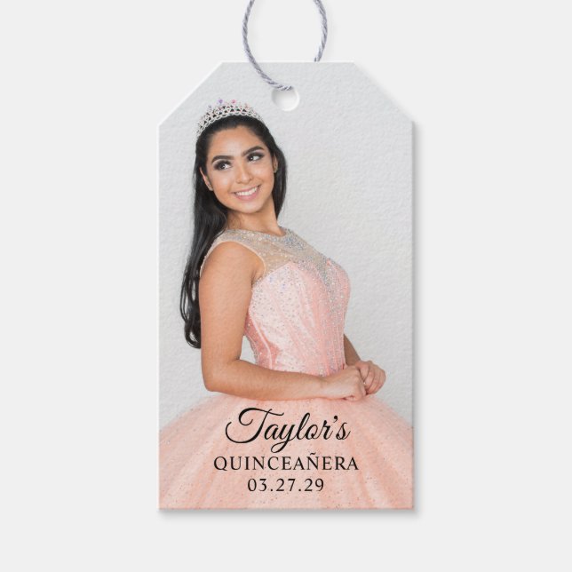 Quinceanera Dress Photo Gift Tags (Front)