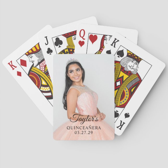 Quinceanera Dress Photo Playing Cards (Back)