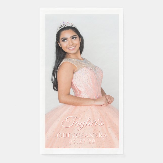 Quinceanera Dress Photo Two Colour Font Napkin (Front)