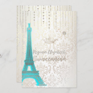 Quinceanera/Eiffel Blue/Princess/Crown Invitation