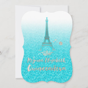 Quinceanera/Eiffel/Blue/Princess/Crown Invitation