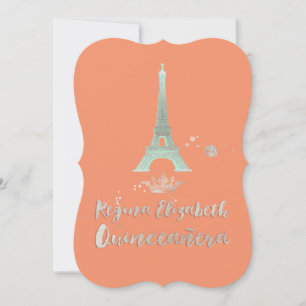 Quinceanera/Eiffel/Mint/DIY bckgrnd/Princess/Crown Invitation