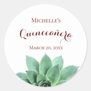 Quinceanera Elegant Botanical Succulent Classic Round Sticker
