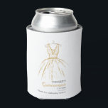 Quinceanera Elegant Gold Dress Script Birthday Can Cooler<br><div class="desc">Quinceanera Elegant Gold Dress Script Birthday Can Cooler. Featuring a faux gold dress outline design, script and modern typography. For further customisation, please click the "Customise Further" link and use our design tool to modify this template. TIP: Check out the other birthday items in this collection below. We've grouped items...</div>