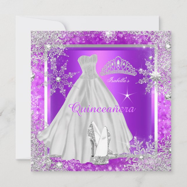 Quinceanera Elite Elegant Purple Birthday Party Invitation (Front)